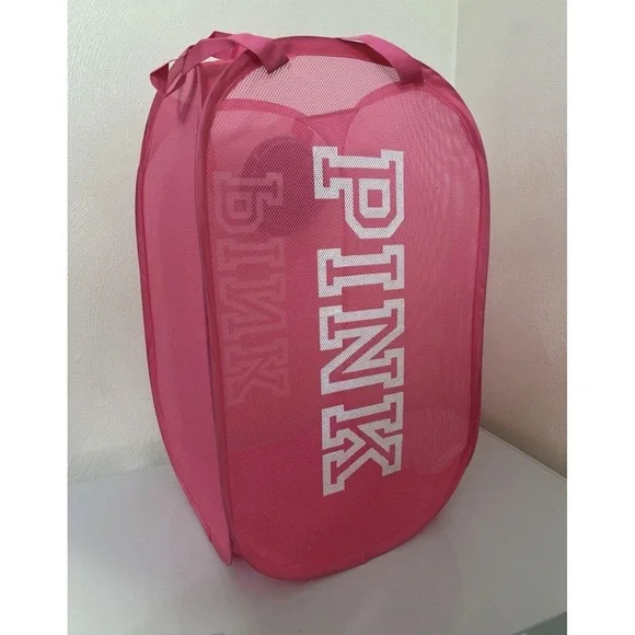 Victoria's Secret Pink Popup Mesh Laundry Basket + Lingerie Wash Black Bag - Picture 2 of 3